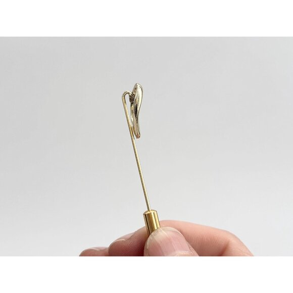 Heart Shaped Gold Toned Classic Vintage Stick Pin | Hat Pin | Lapel Pin - Picture 2 of 8